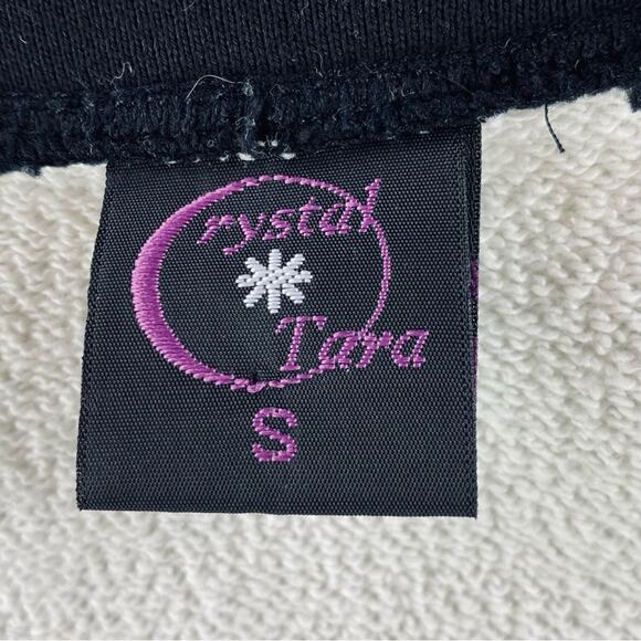 Crystal Tara Tropical Scene Sweatshirt Jacket Size S Boho Cropped - Picture 4 of 6